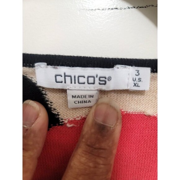 Chicos Abstract Multicolor V-Neck Long Sleeve Sweater XL Cotton & Rayon Blend - Picture 5 of 9